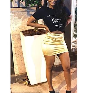 Gold split mini skirt